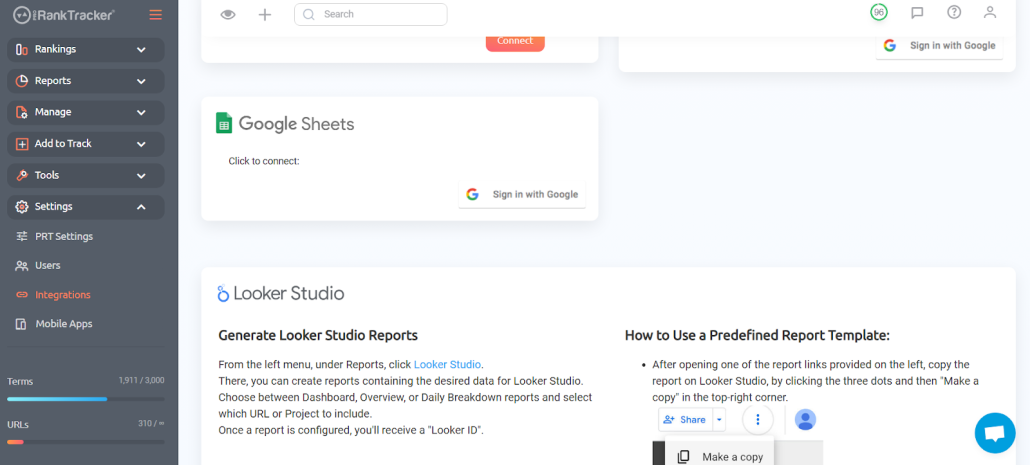 Google Sheets integration