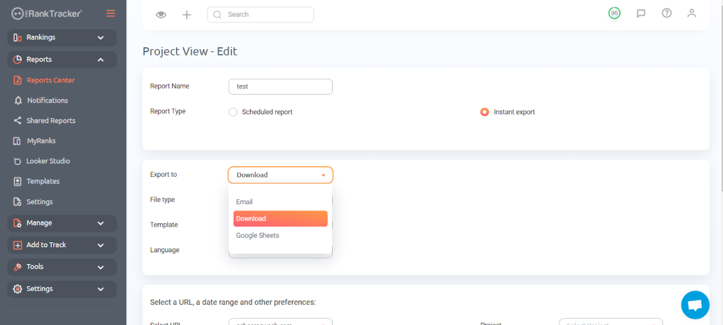Dropdown menu