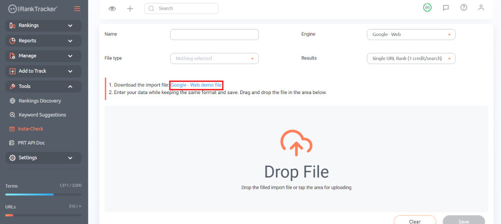 Drop a file