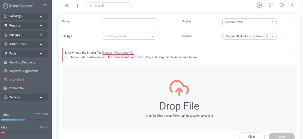 downloading the bulk Insta-Check file