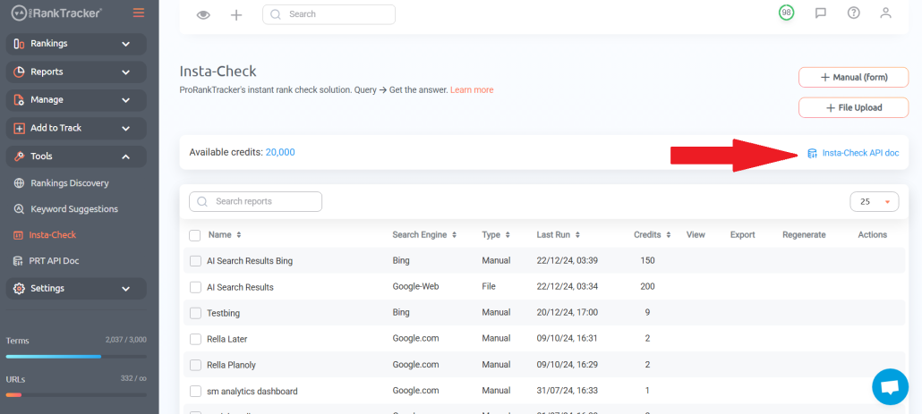 Upload Keywords to Check