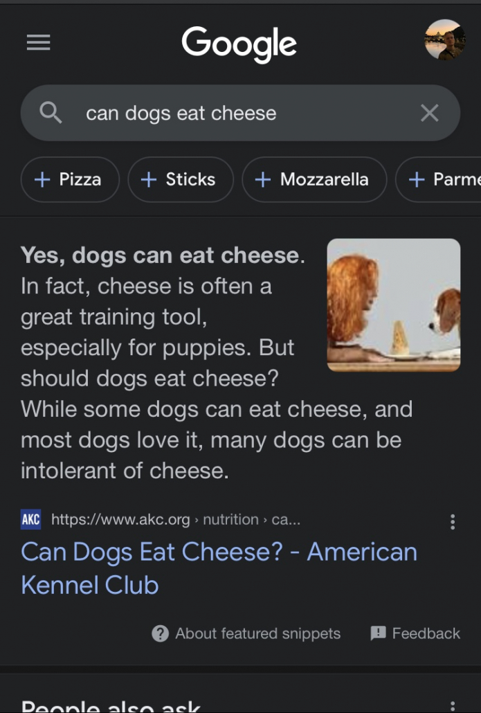 mobile featured snippet