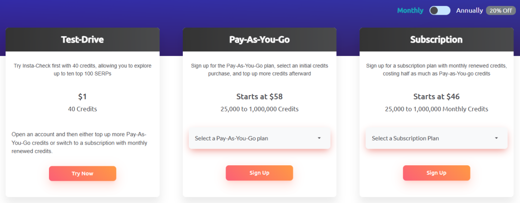 InstaCheck Pricing