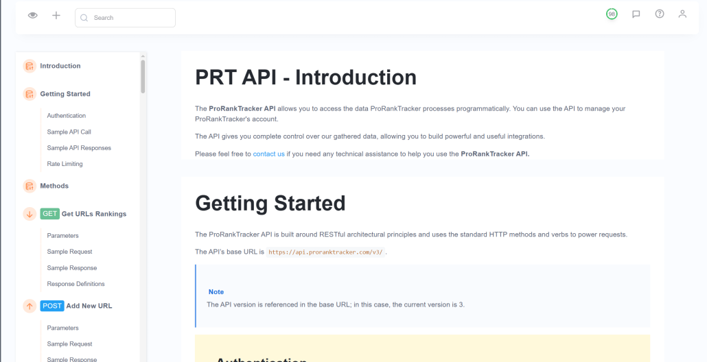 PRT API documentation