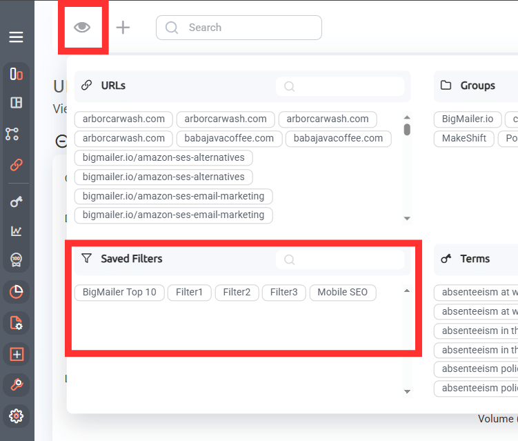 Access Saved PRT Filters