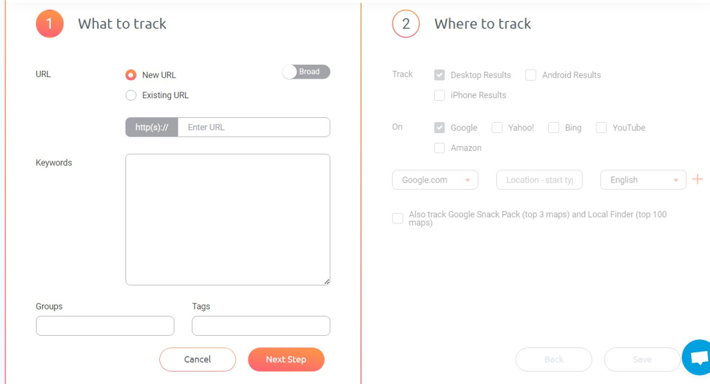 Add Your Keyword/URL Combos