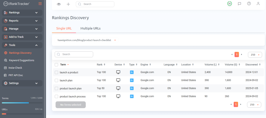 Collect and Add URLs and Keywords