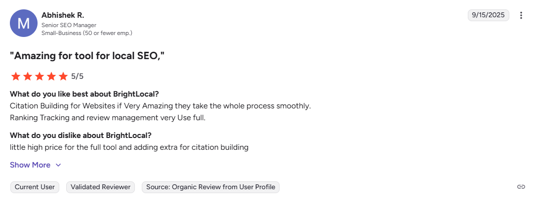 Brightlocal review 2