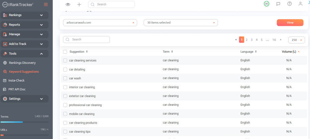Keyword Suggestions tool