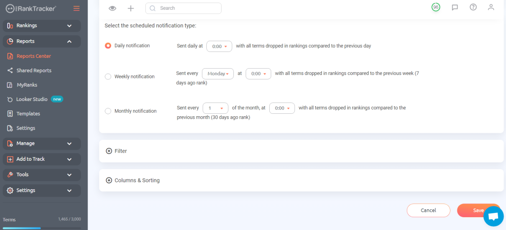 Fill in the details needed to create your notification