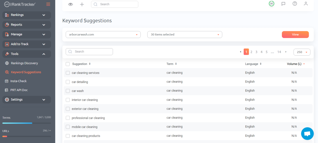 The Keyword Suggestions tool