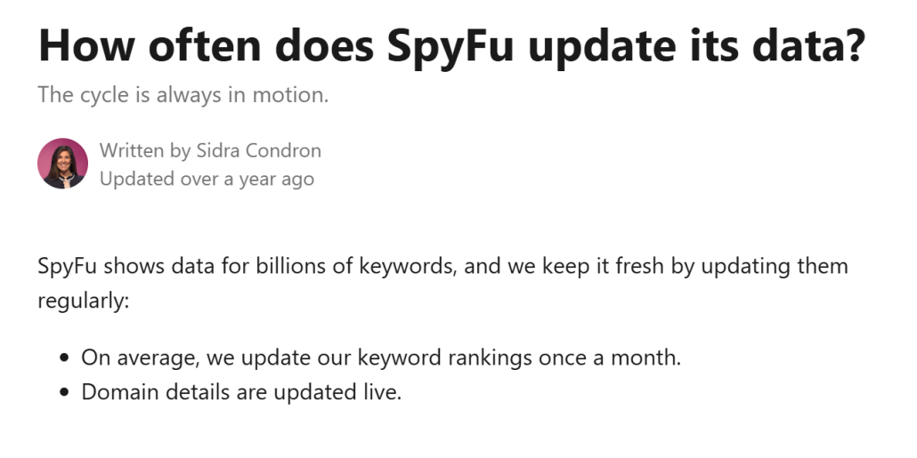 SpyFu data updates