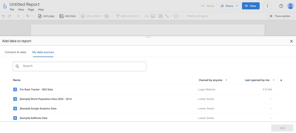 Select Data Sources