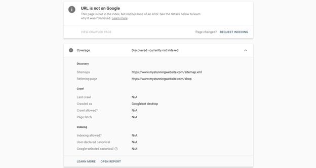 URL inspection tool