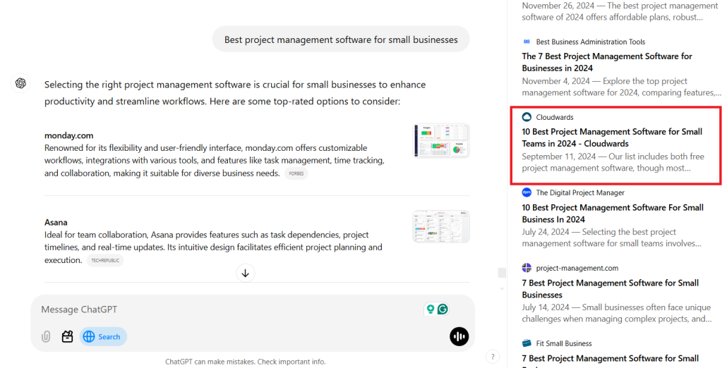 63% of the top-ranking Bing pages appeared in those same ChatGPT searches.