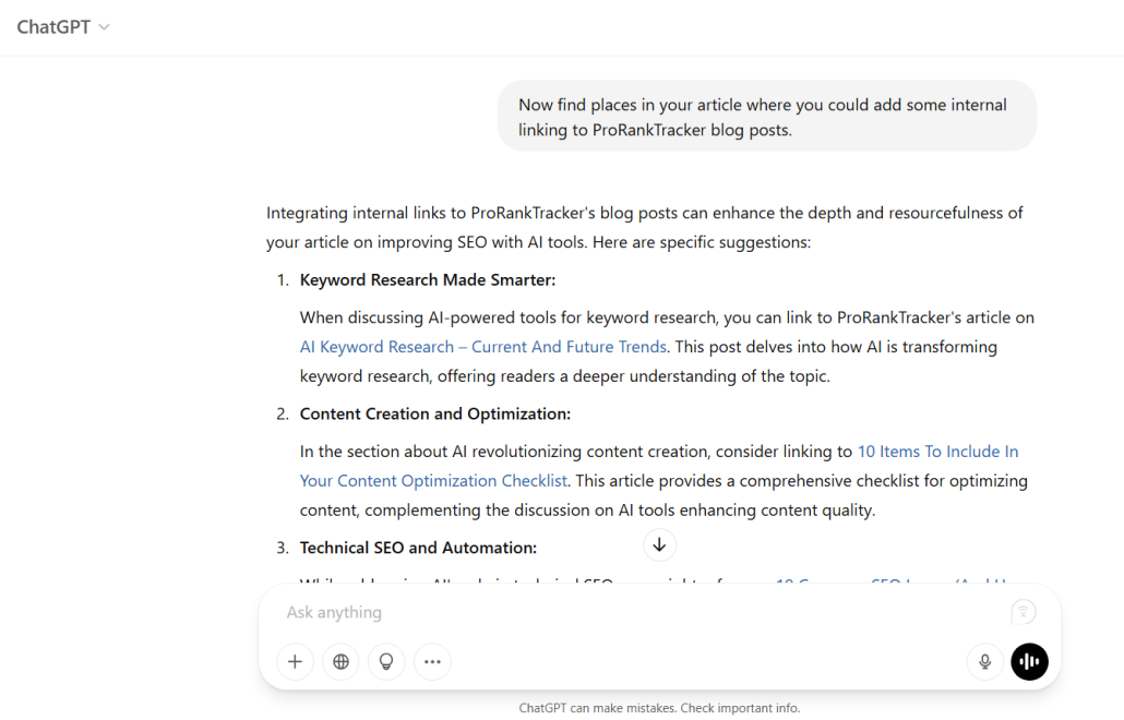 Internal linking suggestions