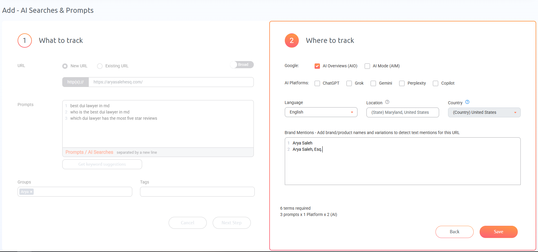 Add prompts in PRT AI tracking