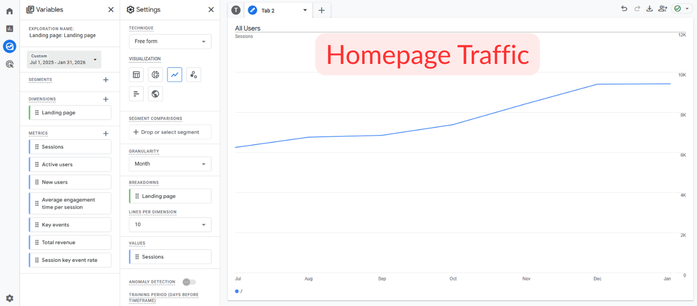 Homepage Traffic