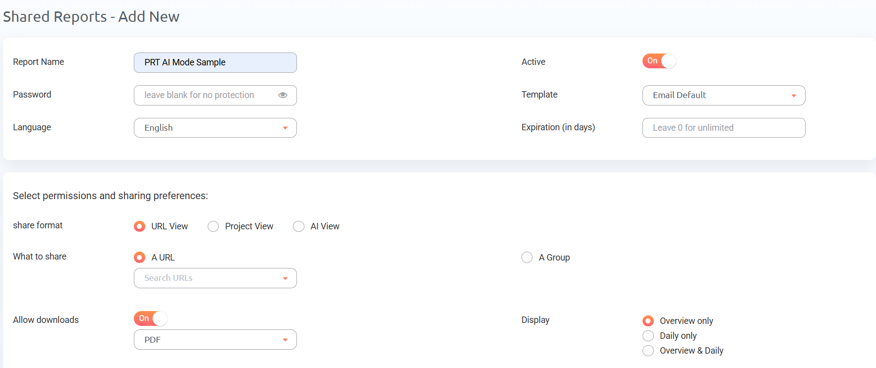Add Shared Reports