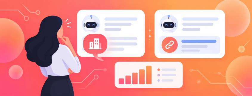 Illustration comparing an AI brand mention with a citation link